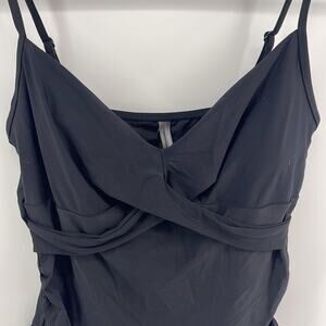 NWT Anthropologie ruched stomach slimming tankini long bikini top sz L